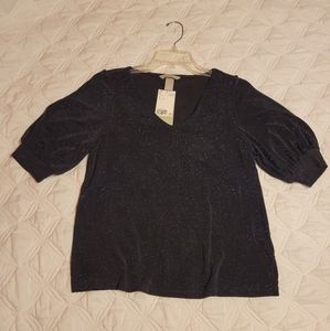 NWT H&M Sparkly navy blue blouse